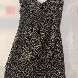 Black and Silver Strapless Sweetheart Sheath Dress